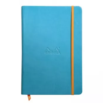 RHODIA RHODIARAMA A5 vonalas jegyzetfüzet, türkiz műbőr keménytáblás, 96 lap 118747C