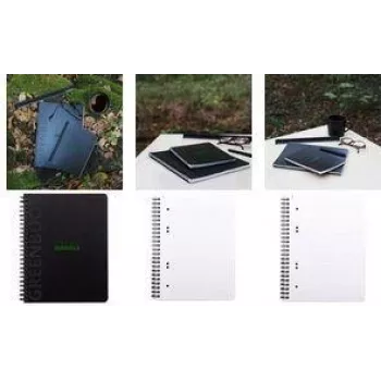 RHODIA GREENBOOK Collegeblock A5+ kockás, fekete újrahasznosított borító 119913C