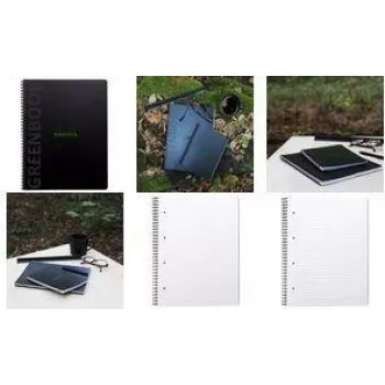 RHODIA Greenbook College Block A4+ vonalas, fekete borító újrahasznosított papírból 119914C