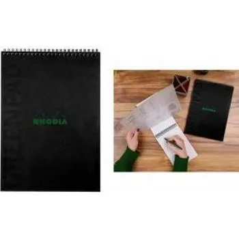 RHODIA GreenPad spirálos jegyzetfüzet A4+ vonalas fekete 90 g/m² 80 lap 119927C