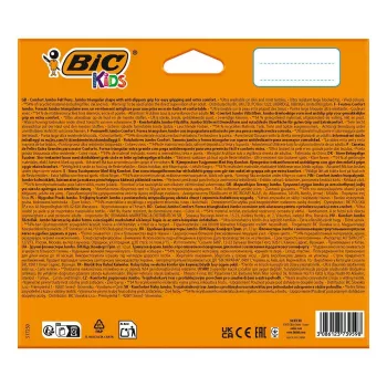 BIC KIDS Comfort Jumbo filctollak, különböző színek, 12 darabos csomag, 1,4 mm hegy, mosható 517250