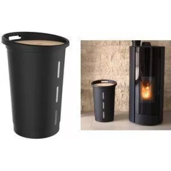 EDA pellet tárolódoboz, 38 liter, fekete műanyag fa fedéllel, 20 kg kapacitás – 1 db (010478 NO)