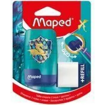 Maped Dragon hegyező és radír kombináció - dupla forgácstartó beépített radírral, 1 darab (049224)