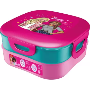 Maped PICNIK Kids Concept Barbie 3 az 1-ben uzsonnadoboz, 1,4 L, 2 rekesz + snackdoboz, rózsaszín/többszínű, 871097