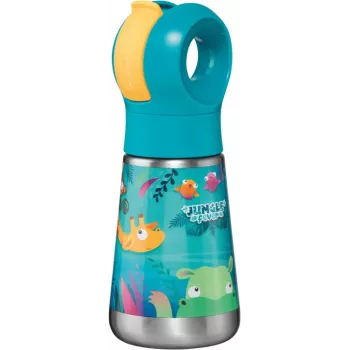 Maped PICNIK Jungle Fever hőszigetelt ivópalack, 350 ml, rozsdamentes acél, türkiz, szívószállal