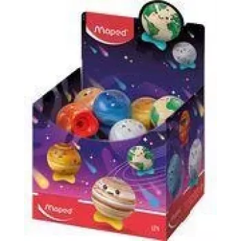 Maped Planet fém hegyező tartóval, különböző dizájnok, 24 darabos displaydoboz 051102EU
