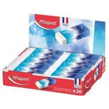 Maped ARCTIC műanyag radír, fehér, 20 darabos displaydoboz, ftalát- és PVC-mentes 116125