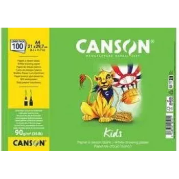 Canson Kids rajzpapír blokk A4 90 g/m² fehér enyhén szemcsés 50 lap ceruzához és színes ceruzához C629012000