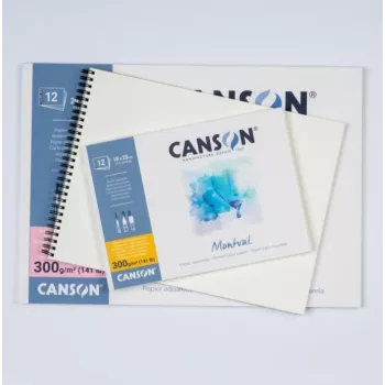 CANSON Montval akvarellpapír blokk, 160 x 284 mm, 300 g/m², 12 lap, finom szemcsézet, rövid oldalon ragasztott C518408001