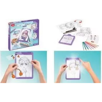 Maped Creativ LED fényasztal AVATAR MANGA, lila, elemes, A5 rajztábla manga sablonokkal 907076