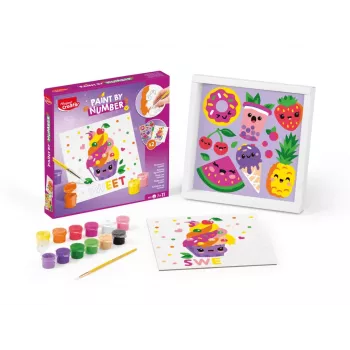 Maped Creativ festés számokkal készlet Kawaii Food Sweet - 2 előnyomott vászon, 10 akrilfesték, ecset, 7 éves kortól 907088