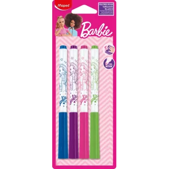 Maped Barbie táblamarker, 4 darabos csomag, 1,5 mm kerek hegy, szagtalan szárazon törölhető, különböző színek 741301