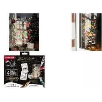 uni-ball krétamarker CF CHALK/4 009, Christmas Box TRADI, különböző színek, kerek hegy, 1,8-2,5 mm, 4 darab