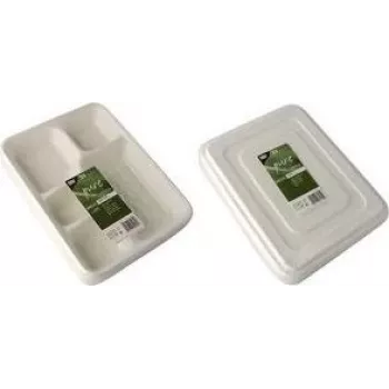 PAPSTAR cukornádból készült menütálcák pure, 5 rekeszes, 22 x 28,2 cm, fehér, 25 db (89882)