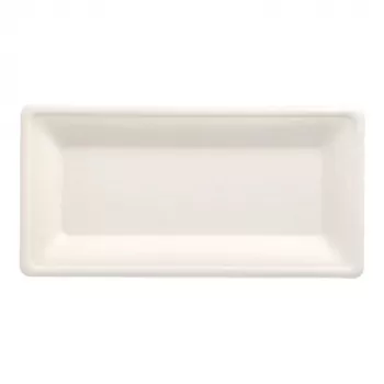 PAPSTAR pure cukornád tányér, téglalap alakú, 130 x 260 mm, 50 db, komposztálható, mikrohullámú sütőben használható 89746
