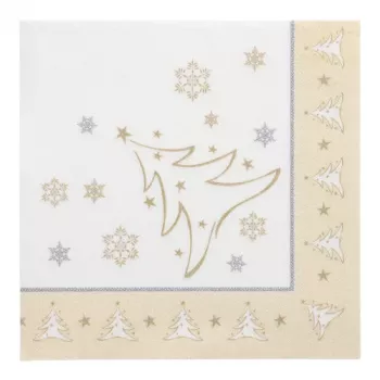 PAPSTAR X-Mas Elegance Gold karácsonyi motívumos szalvéták, tissue, 4 rétegű, 1/4 hajtás, 400 x 400 mm, 1 db (87104)