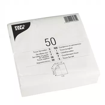 PAPSTAR ebédszalvéták, 330 x 330 mm, 2 rétegű, fehér tissue, 1/4 hajtás, 250 db 17080