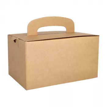 PAPSTAR pure ebéddoboz hordfogantyúval, barna karton, 424 g/m², összecsukható, 1 db 88980