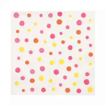 PAPSTAR Colorful Dots papírszalvéta, 330 x 330 mm, rózsaszín, 3 rétegű, 1/4 hajtás, 20 szalvéta 88346