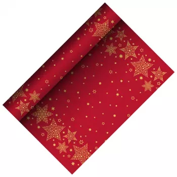 PAPSTAR Christmas Shine piros Airlaid asztalfutó, 400 mm x 3 m, tekercsen, 1 darab 88657