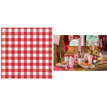 PAPSTAR Vichy-kockás piros/fehér 1 rétegű tissue szalvéta, 330 x 330 mm, 1/4 hajtás, 250 csomagonként 88762