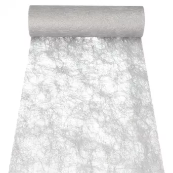 PAPSTAR Sizoflor asztali futó és dekor szalag, ezüst, 25 m x 30 cm, vízálló, 75% poliészter / 25% poliamid 37064