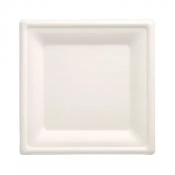 PAPSTAR Pure cukornád tányér, négyzet alakú, 200 x 200 mm, 50 darab, komposztálható, mikrohullámú sütőben használható 89744