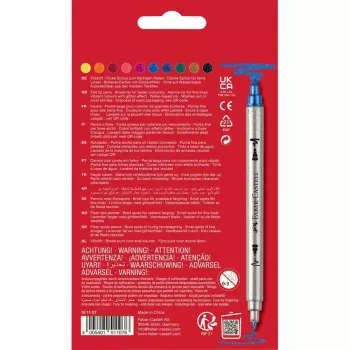 FABER-CASTELL csillogó kétvégű filctollak, 10 különböző szín, mosható, 3-5 mm és 1 mm hegy 151107