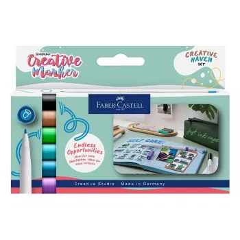 Faber-Castell Goldfaber Creative Marker készlet Creative Haven, 6 különböző szín, vízbázisú tinta, ecsethegy 160603