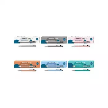 Pelikan Snap Metallic golyóstoll, ezüst gyöngyházfényű alumíniumtest, kék tinta, közepes 400208064