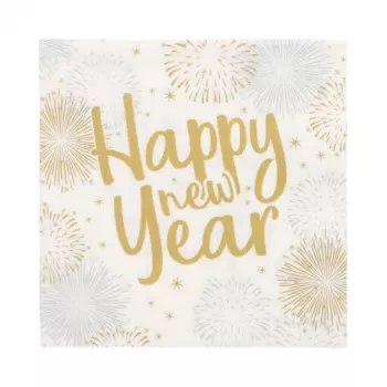 PAPSTAR Happy New Year szalvéta 330 x 330 mm, 3 rétegű, 1/4 hajtás, 20 darabos csomag 89772