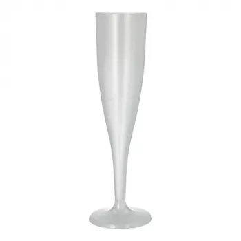 PAPSTAR újrahasználható pezsgőspohár PP, 0,1 L, áttetsző, 10 darabos csomag, 48 mm átmérő, 201 mm magasság (89729)