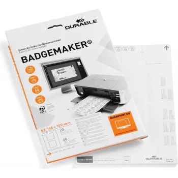 DURABLE BADGEMAKER betétcímkék 52 x 100 mm, fehér, 100 darab 145802