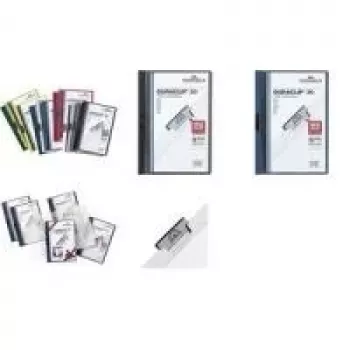 DURABLE DURACLIP ORIGINAL 30 A4 iratcsipesz fémkapoccsal, átlátszó kék előlap, 5 darabos csomag 2227-07