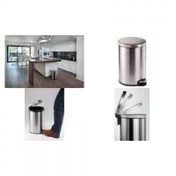 DURABLE pedálos hulladékgyűjtő rozsdamentes acél 20L kerek, 3 darabos csomag 340223