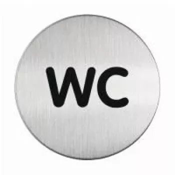 DURABLE PICTO WC-ajtótábla, kerek 83 mm, öntapadós, ezüst/fekete 490723