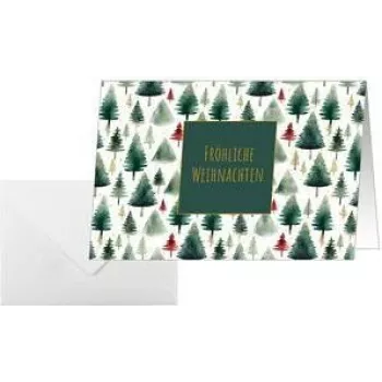 SIGEL Christmas Card Little Pines, 115 x 170 mm for Inkjet/Laser/Copier, Glossy Cardstock 220 g/m², 1 Piece (DS644)