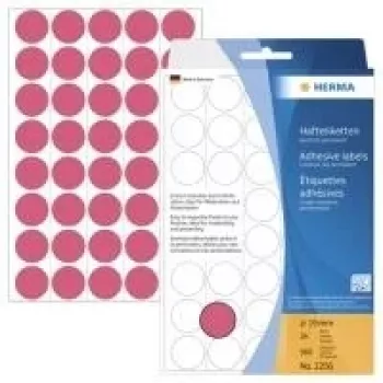HERMA 2256 tartósan tapadó kerek címkék világítópiros 19 mm, 960 címke (24 lap x 40)