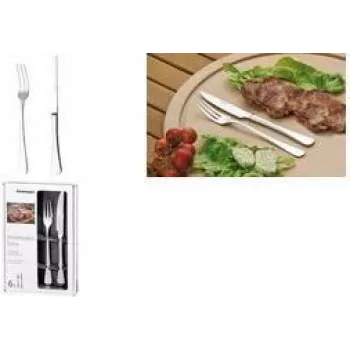 Esmeyer SYLVIA steak- és pizza evőeszközkészlet, 12 részes, polírozott rozsdamentes acél, 6 steak kés és 6 steak villa 156-256