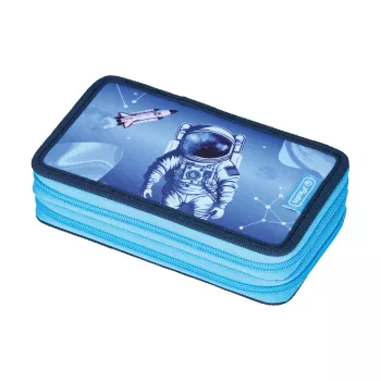 Herlitz kétszintes tolltartó Cosmic Explorer, 23 részes, 2 cipzár, színes belső bélés 400197545