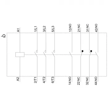 SIEMENS kontaktor AC-3 22kW/400V 2NO+2NC 230V AC 50A S2 csavaros kapcsok (3RT20361AP04)