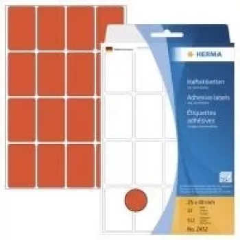 HERMA tartós címkék piros 25 x 40 mm 512 címke (32 lap x 16) 2452
