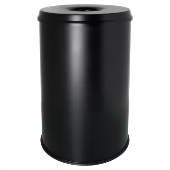 HELIT H2515695 acél hulladékgyűjtő lángoltó fejjel, 30 L, fekete, kerek, Ø335 x 470 mm