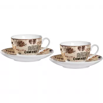 Ritzenhoff & Breker CREMA cappuccino-készlet, 4 részes, porcelán, mintanyomás, mosogatógépben mosható 422108