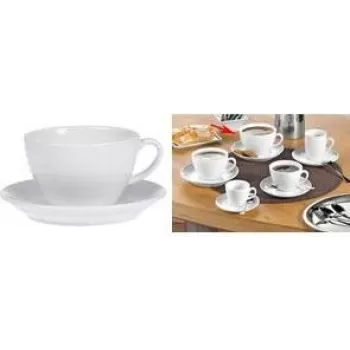 Esmeyer BISTRO tejeskávé csészekészlet, 6 részes, fehér porcelán, kerek fogantyú, 76 mm magasság, 220 ml 433-254