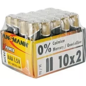 ANSMANN X-POWER Micro AAA alkáli elemek 1,5 V - 20 darabos csomag 5015671