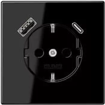 JUNG LS 1520-15 CA SW SCHUKO-aljzat 16 A USB-töltővel 1 x Type-A + 1 x Type-C, Safety Plus, LS sorozat, fekete