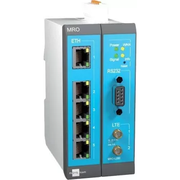 INSYS MoRoS icom MRO-L210 ipari LTE router, Ethernet WAN, 2x 10/100 Ethernet, kék/szürke/fehér 10019403