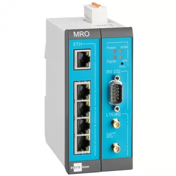 INSYS MoRoS icom MRO-L210 ipari LTE router, Ethernet WAN, 2x 10/100 Ethernet, kék/szürke/fehér 10019403
