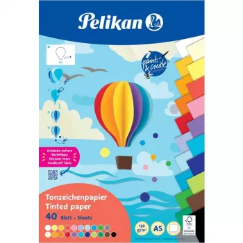 Pelikan színes kartonpapír blokk DIN A5, 40 lap, 120 g/m², 21 szín, felül ragasztott 300002259